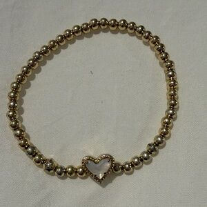 Kendra Scott Gold Beaded Bracelet with Mother-of-Pearl Heart